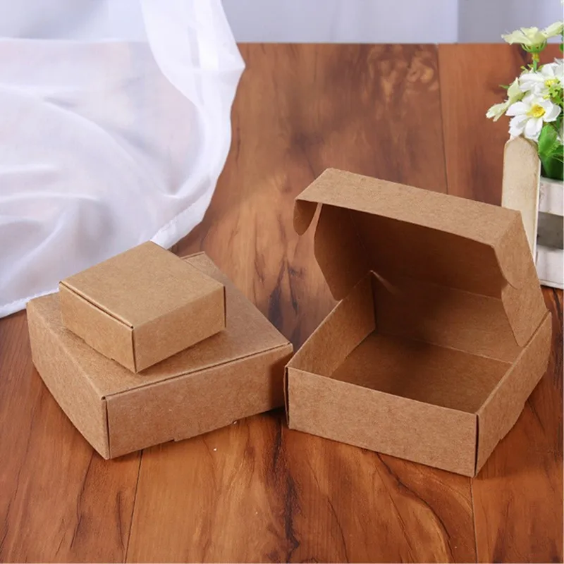 10pcs Mini Blank Kraft Paper Box White Black Candy Box Wedding Favors Gift Box Package Birthday Party Decoration Boxes Small - Цвет: Темный хаки