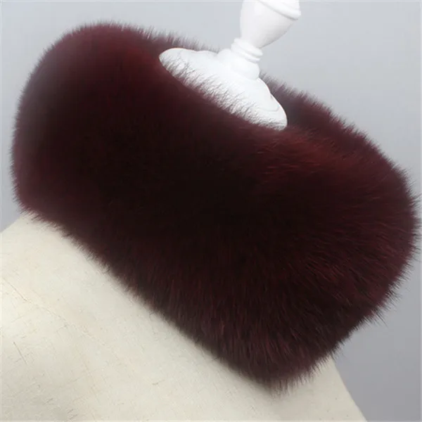 Hot Sale Real Fox Fur Collar Women Natural Fox Fur Scarf Winter Minter Multiple Colour Fur Scarves - Цвет: Red wine