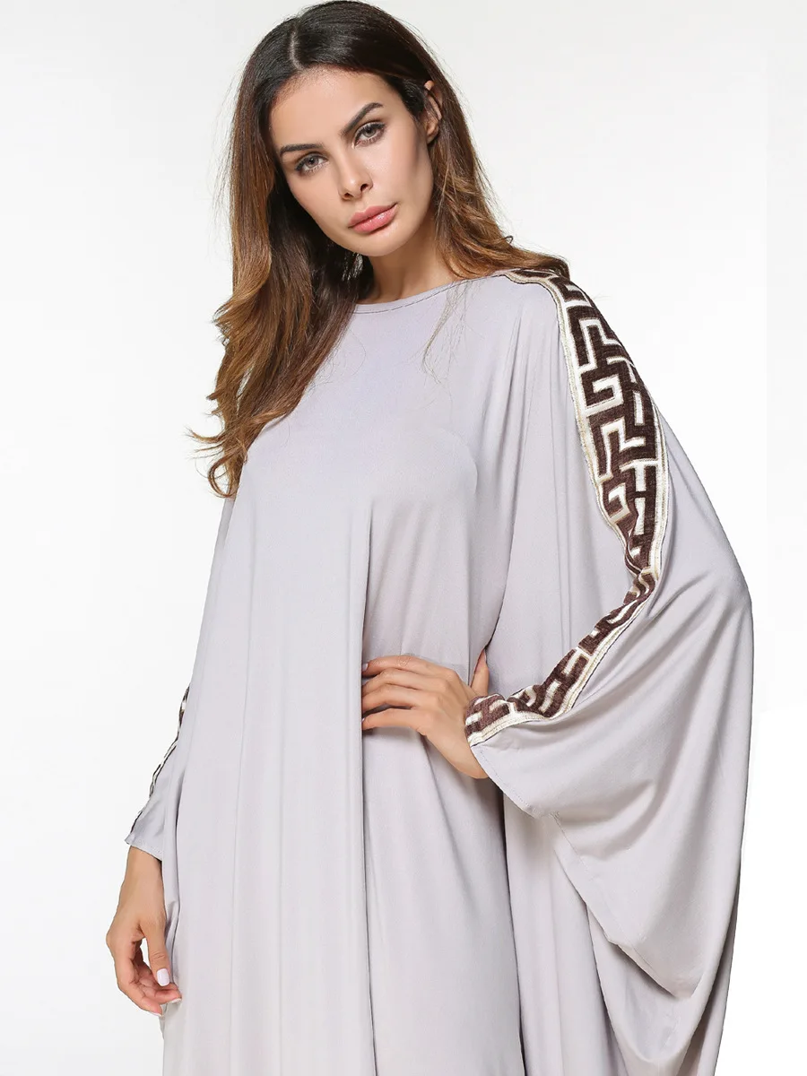 Мусульманское abaya исламское Макси платье с длинным рукавом «летучая мышь» малайзийские платья Ближний Восток марокканский Рамадан Арабская одежда 5261