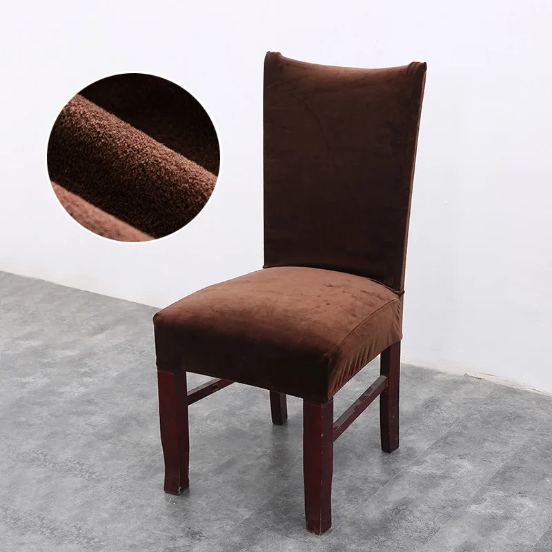Thick Plush Chair Covers Spandex Solid Color Dining Chair Covers Stretch Flannel Seat Cover for Banquet Wedding basen ogrodowy