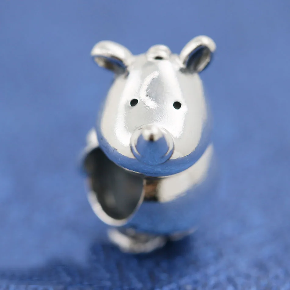 

New 925 Sterling Silver Bead Charm Rino The Rhinoceros With Love Heart I Care Beads Fit Pandora Bracelet Bangle Diy Jewelry