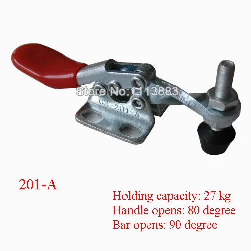 

5PCS Solid Bar Flanged Base Horizontal Toggle Clamp 201A Holding Capacity 27KG 60LBS