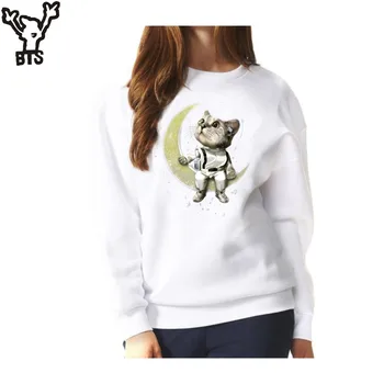 

KPOP Space Sweatshirt Women Brand White Women Hoodies Sweatshirts Set Long Sleeve Kawaii Cat O-Neck Fashion Hoodies Women Pink