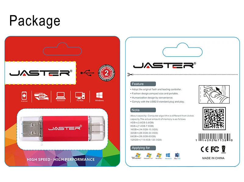 JASTER TYPE-C USB флеш-накопители USB3.0, флеш-накопитель для системы Android, 128 ГБ, 64 ГБ, 32 ГБ, 16 ГБ, внешний накопитель, 2 в 1, флешка