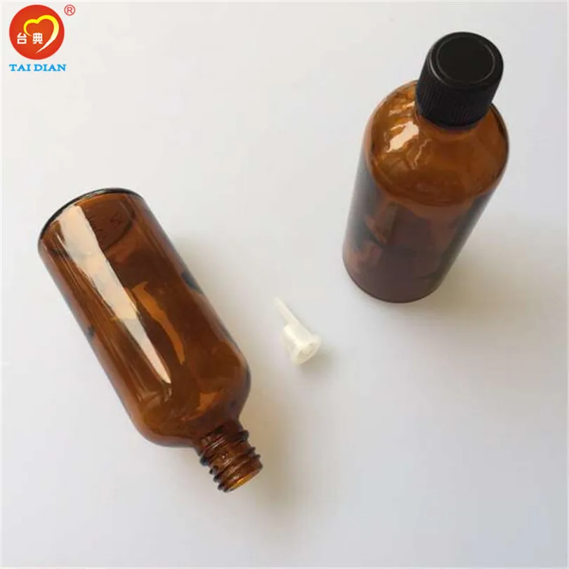 

100ml Amber Large Glass Bottles with Leakage-proof Stopper Lid Liquid Jars Essential Oil Bottles 12pcs/lot