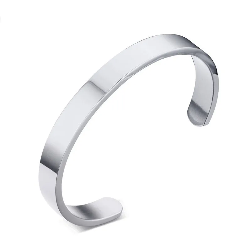 Metal Bracelet Stainless Steel Bracelet ZORCVENS Women and Men 8mm Width Surface Bracelet Bangle 4 Color Silver Gold Black Rose Gold
