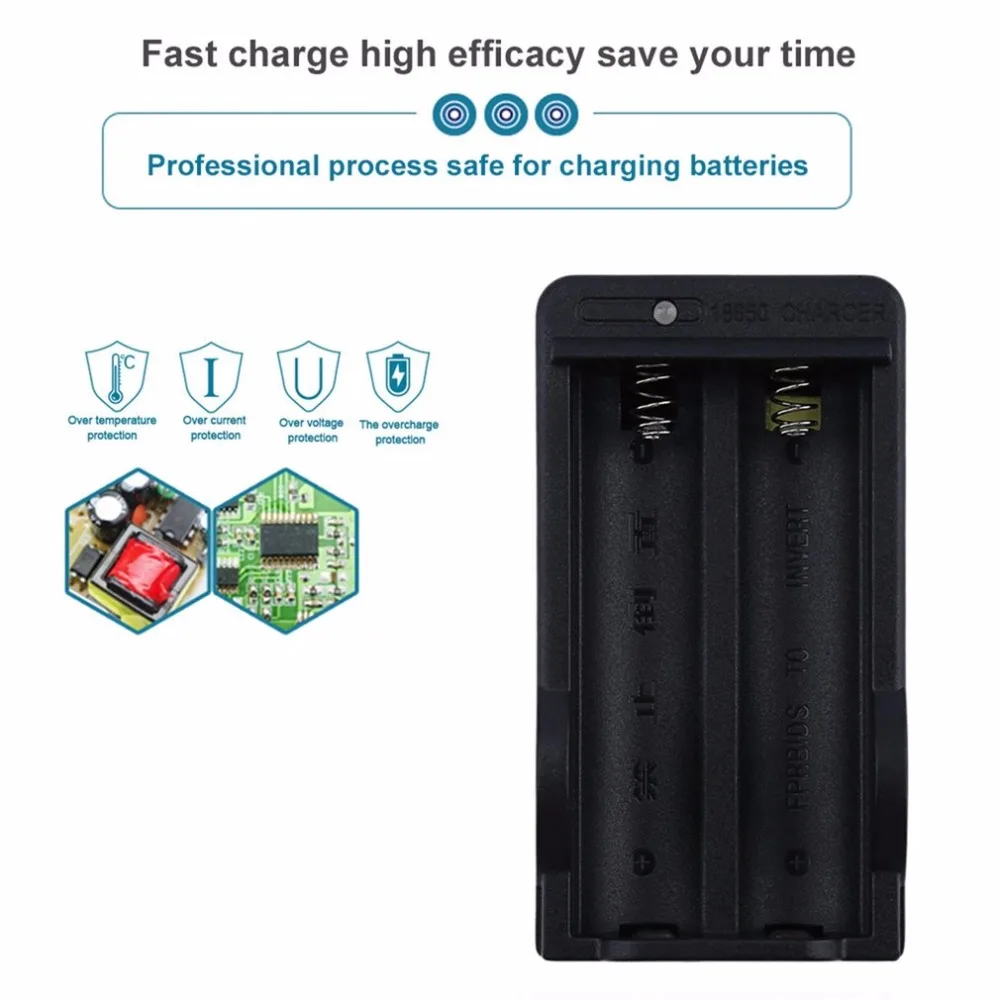 

18650 Battery Charger Double Charging Ports Black EU/UK Plug 100-240V Wall Battery Charger Quick Charge Compatible Phone Charger