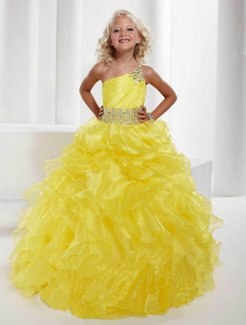 Ball Gowns One Shoulder Organza Crystal Beaded Junior Flower Ball Gowns One Shoulder Organza Crystal Beaded Junior Flower Dresses Gorgeous Yellow Grape Kids S