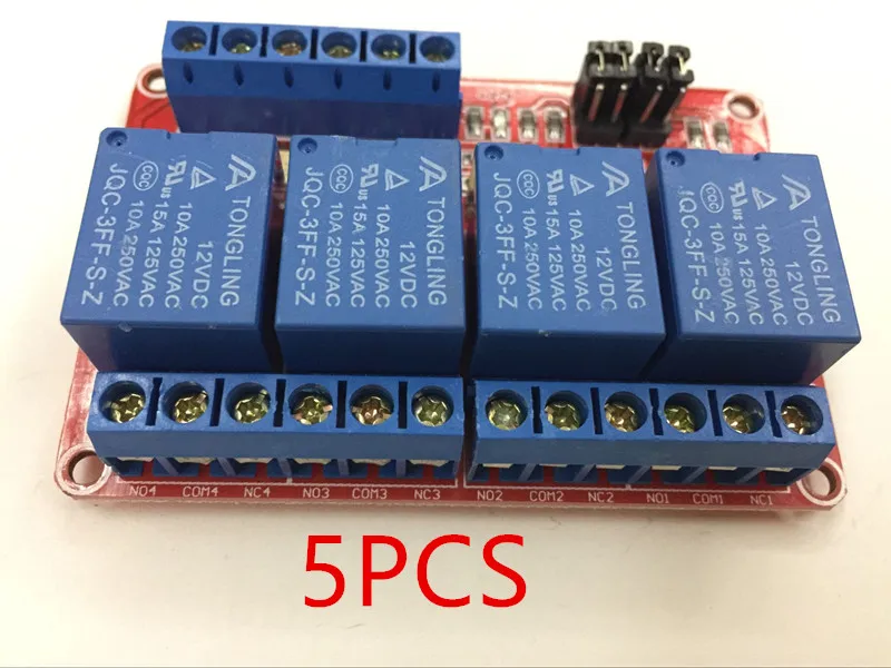 5PCS 12V 4 Channel Relay Module With Optocoupler Isolation Supports High and Low Trigger Road RM003 | Электроника