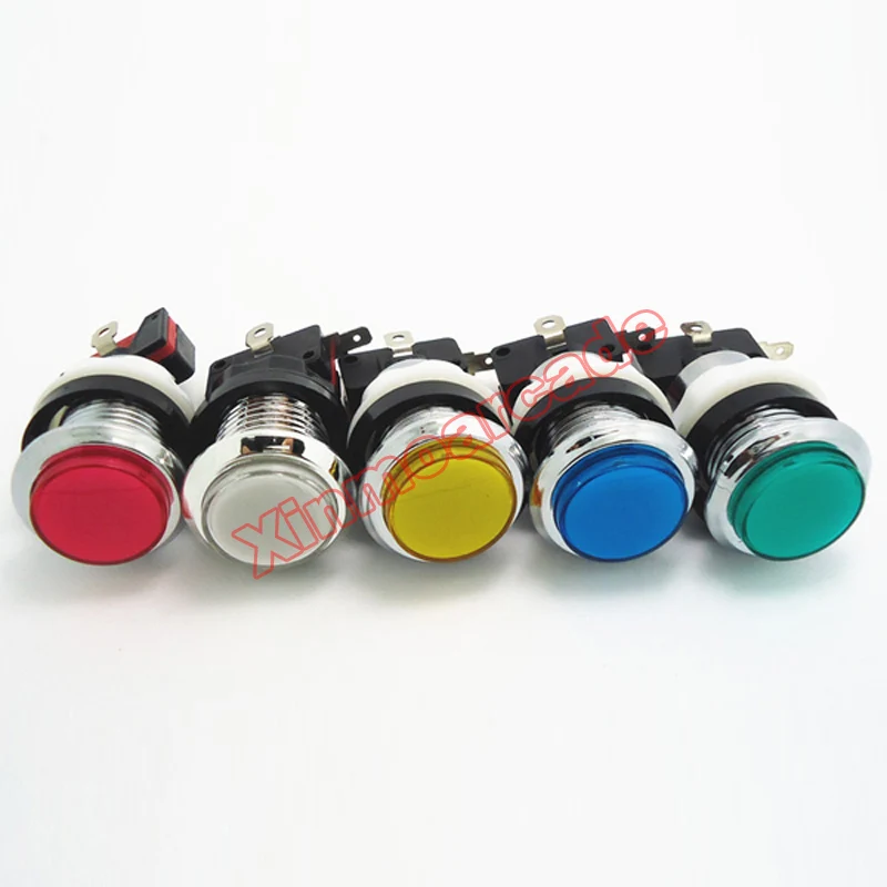 5pcs of Arcade game Chrome Plated 12V illuminated LED Push Button FOR Mulitcade arcade machines
