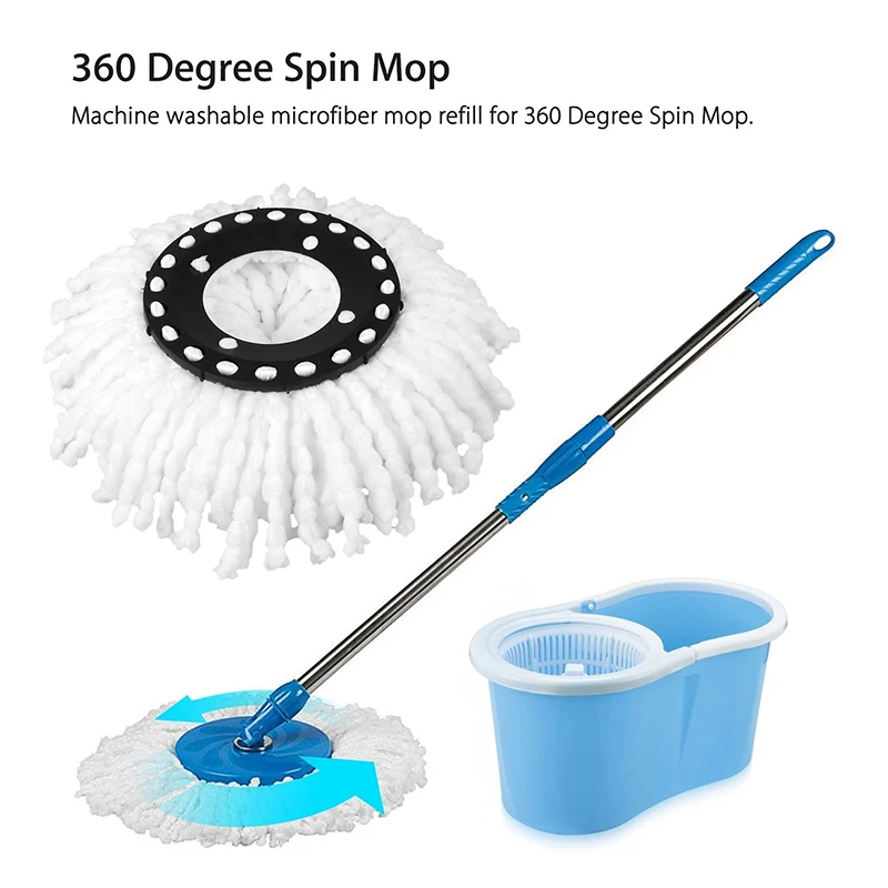 

2019 Hot Sale Newly Designed Mop Head Replacement 360-degree Rotating White Cleaner Machine Washable Spin Durable Mop Accessory