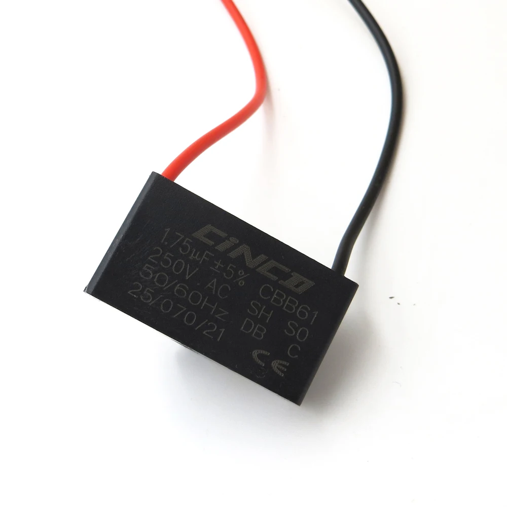 

CBB61 Running capacitor 1.75uF 250V 2 Cables 50 60Hz Electrical Fan Capacitors electrical fan exhaust fan capacitor start AC