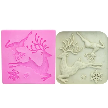 

M1090 DIY Christmas decoration silikon form Deer Snowflake cake decorating tools silicone mould
