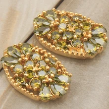 Прямой зеленый оливковый Хризолит, циркон Форма золотые серьги-шпильки Женские Мода ювелирные изделия S5184