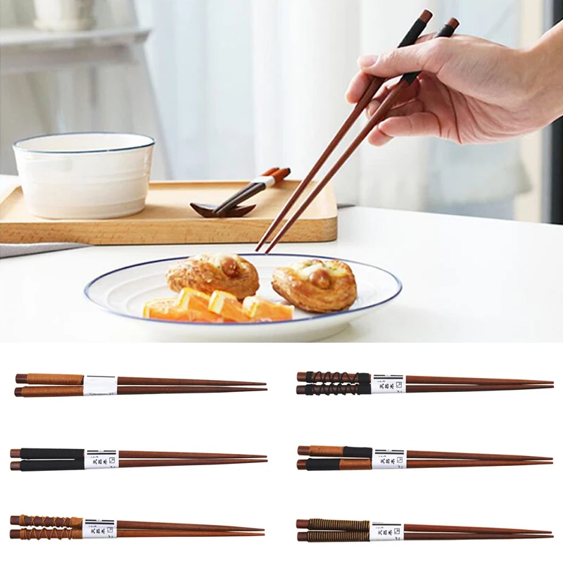 Japanese-Style Natural Handmade Wood Baby Chopsticks Japan/China Eating Ware Chop Sticks With String Round