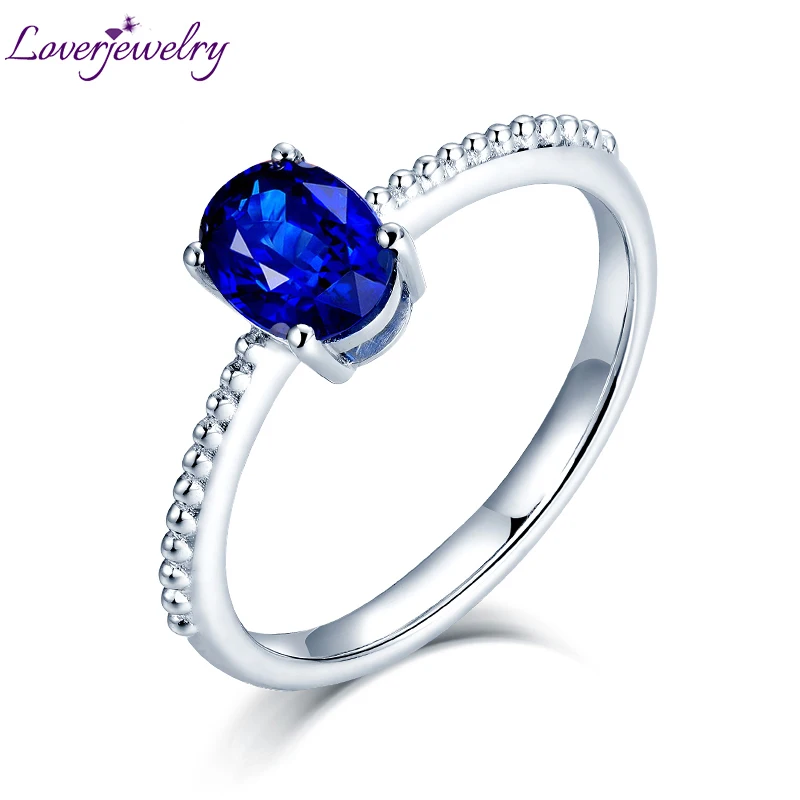 Buy LOVERJEWELRY 18K White Gold Blue Sapphire Sri Lanka 100 Gemstone Wedding