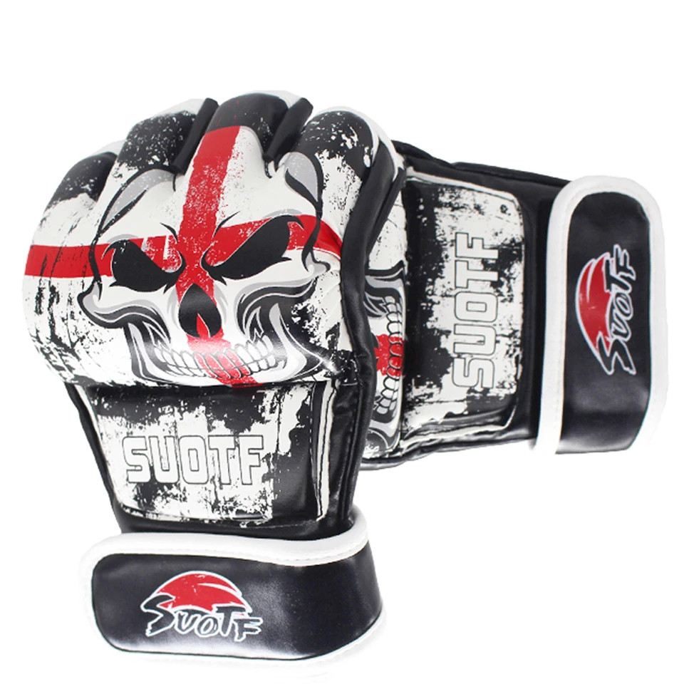 MMA Skull Boxing Fighting Training Half Finger Training Taekwondo Gloves New
