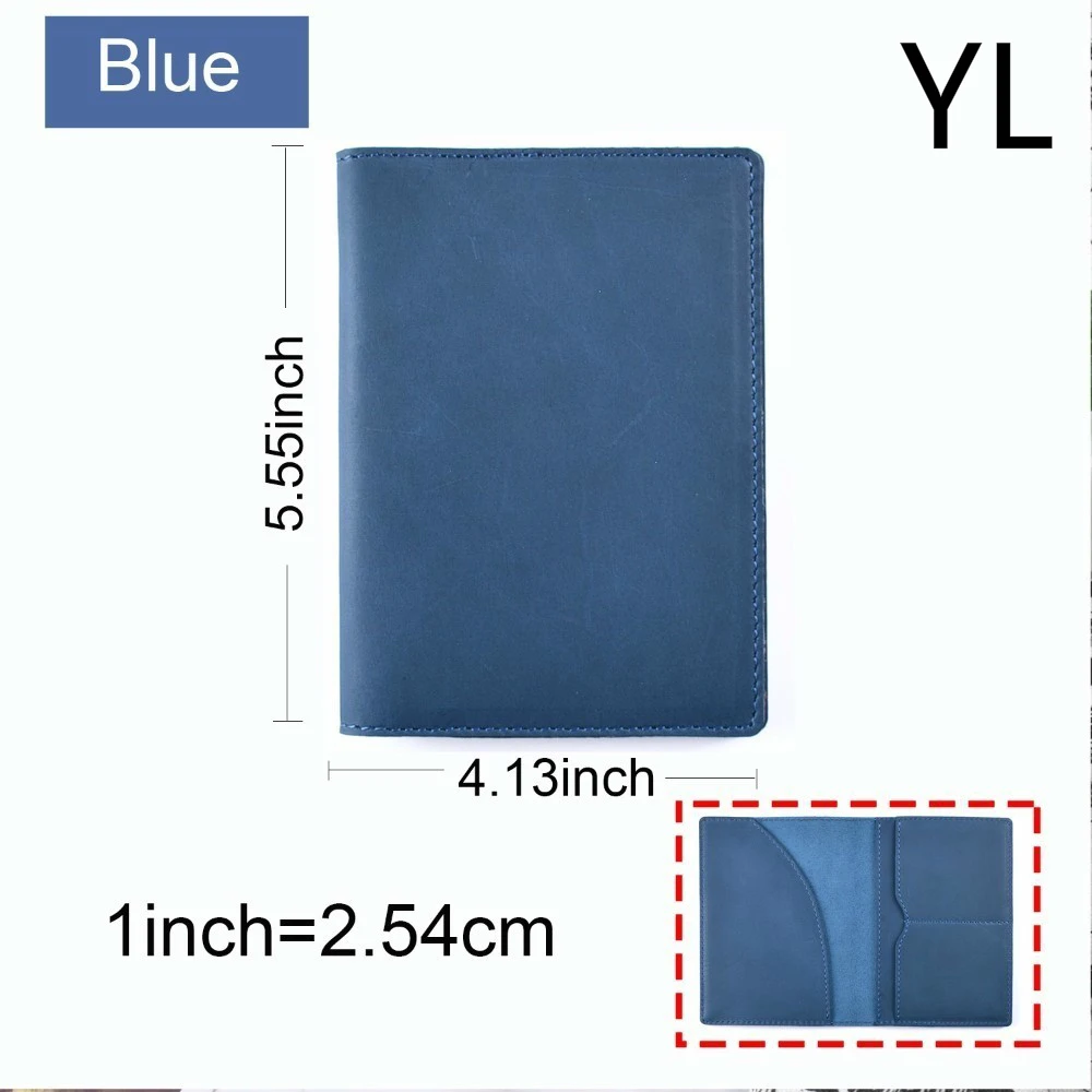 50 шт./лот 10,5x14 см Натуральная кожа Обложка для паспорта твердый кредитный держатель для карт Винтажный Мужской Женский чехол для паспорта - Цвет: YL Blue