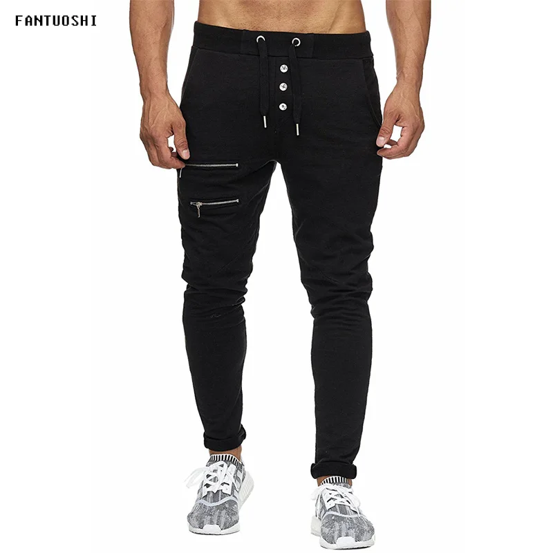 

2018 New Men's Pants Fashion Slim Solid Color Elasticity Men Casual Pants Man Trousers Elastic waist Designer Khaki Men Joggers