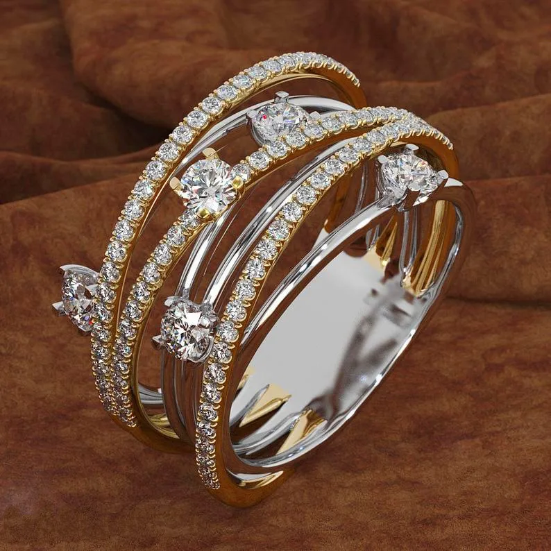 

Luxury Female Crystal Zircon Stone Ring Cute Fashion Silver Rose Gold Ring Promise Love Wedding Engagement Rings For Women