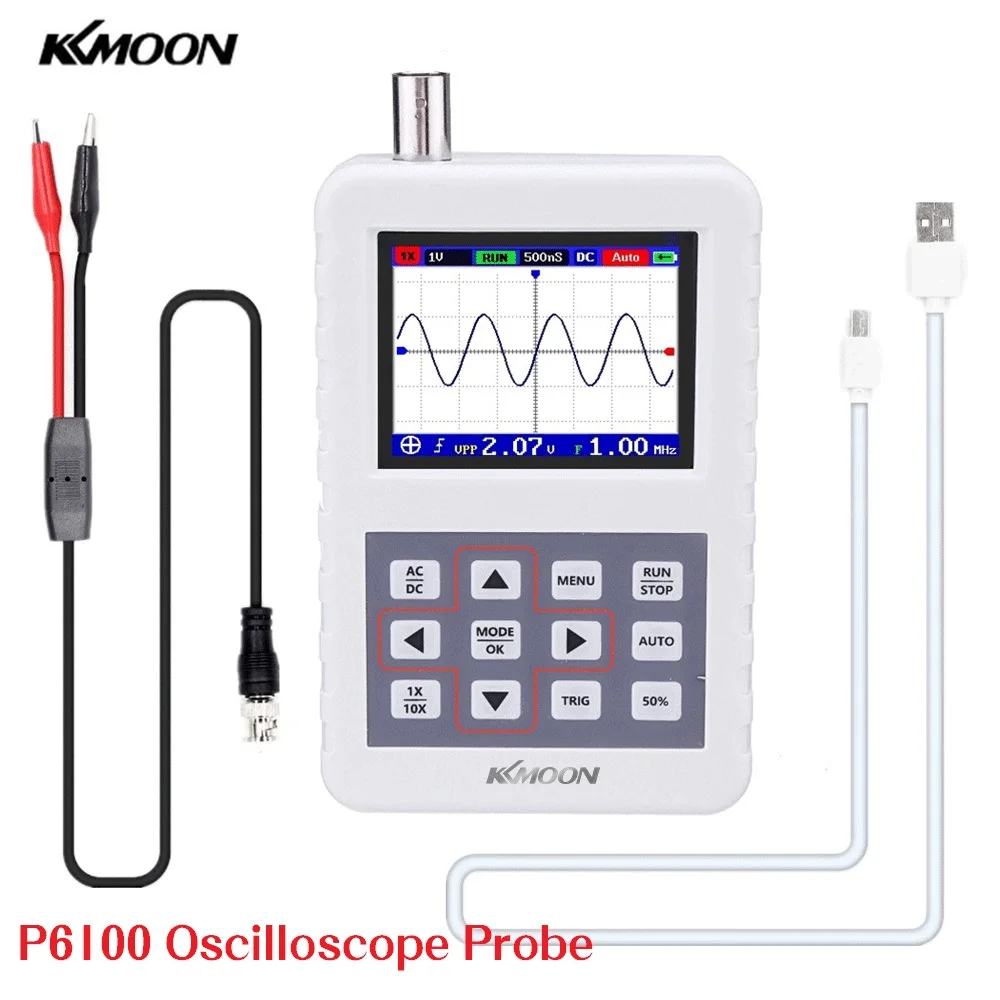 

KKmoon DSO Digital Oscilloscope with P6100 Oscilloscope Probe 5M Bandwidth 20MS/s Sampling Rate Mini Palm Oscilloscope