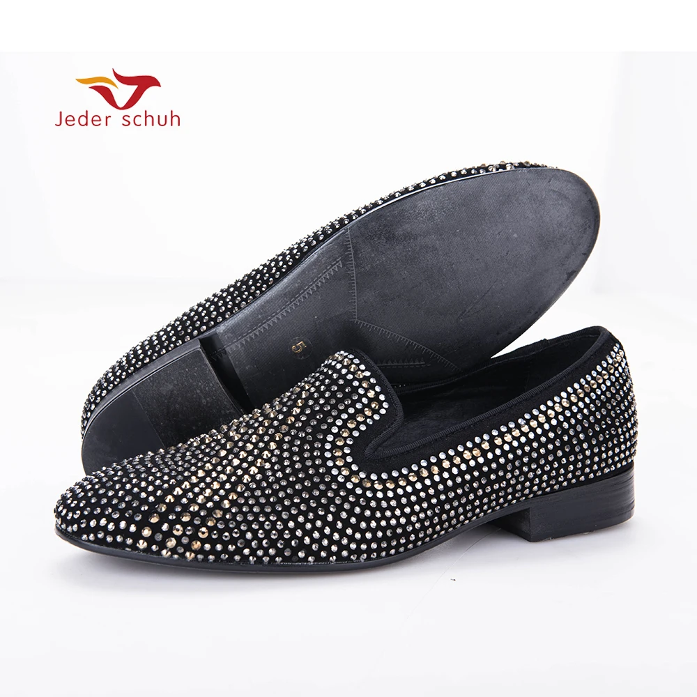 New Handmade three color rhinestone mixed men suede loafers Luxury