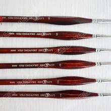 6 шт./компл. воды цвет кисти художников колонковая кисть акварель кисти деревянная ручка арт кисти в форме бриллианта с изогнутым наконечником ручка