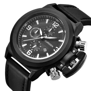 

CURDDEN Brand Watches Men's Leather Band Quartz Wristwatch Fashion Black Sports Watch Luxury Waterproof Clock relogio masculino
