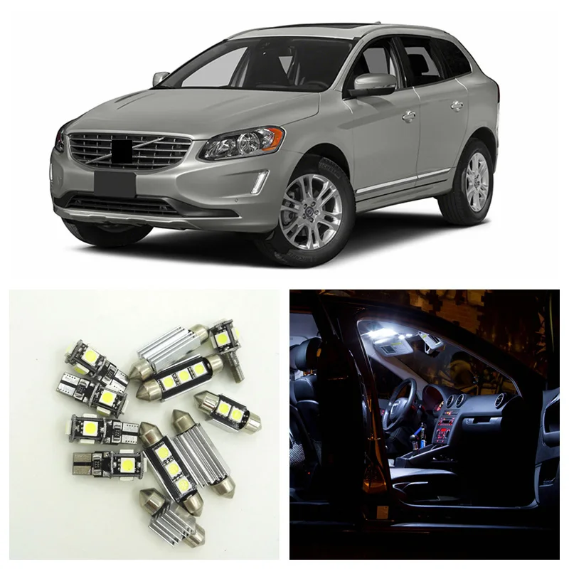 

14pcs White No Error Canbus Car LED Light Bulbs Interior Package Kit For 2009-2015 Volvo XC60 Map Dome Trunk Door Glove Box Lamp