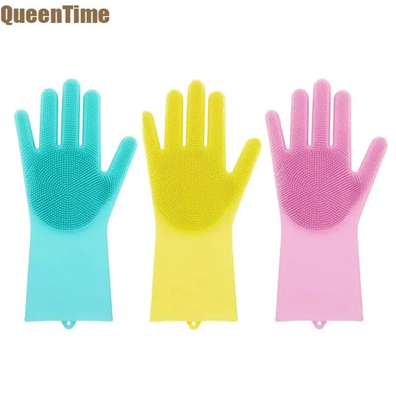 QueenTime Silicone Cleaning Gloves Scrubber For Fruits Potatoes Plastic