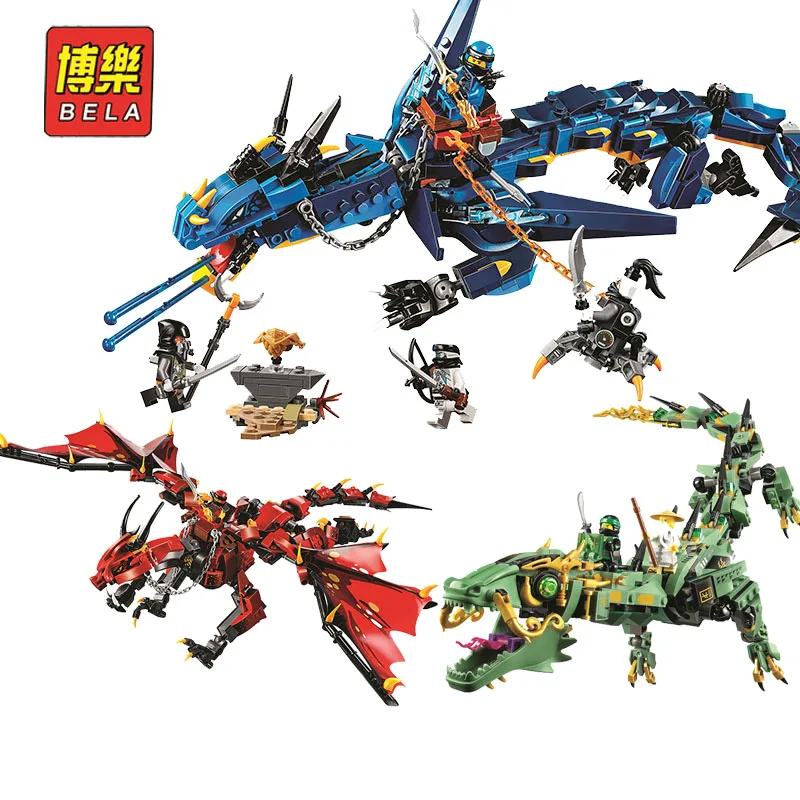 

Bela Ninjagoe The Green Ninja Mech Dragon Red Dragon Stormbringer Dragon Building Blocks Bricks Compatible with Legoe Toys