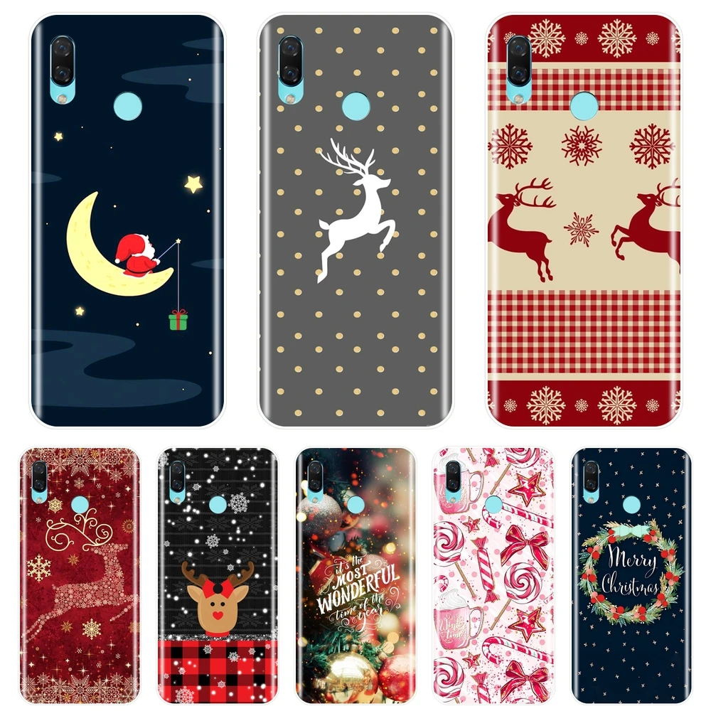 Чехол-накладка для Huawei Nova Smart Lite 2017 с рождественским оленем Сантой мягкий