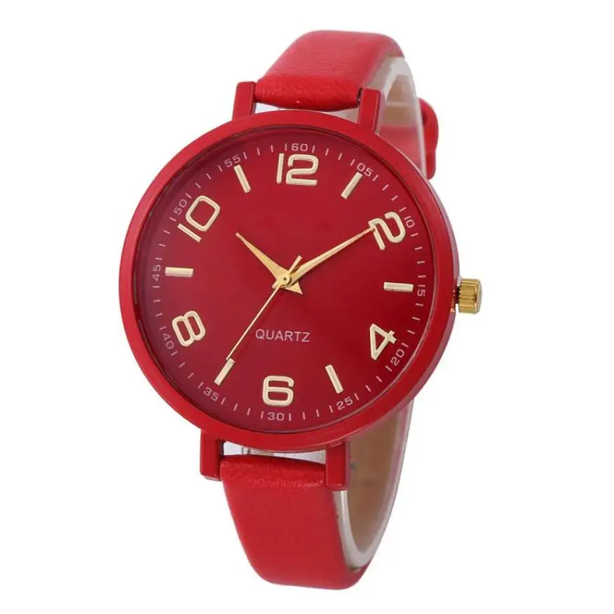 Geneva модные женские часы повседневные часы с кожаным ремешком женские кварцевые аналоговые часы подарок на день Святого Валентина montre femme L40 - Цвет: Красный