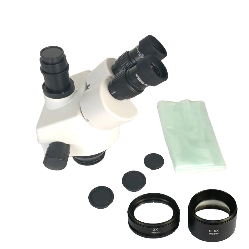 

3.5X-90X Simul-Focal Trinocular Zoom Stereo Microscope Head can with 0.5X 2.0X Objective lens for phone PCB repair