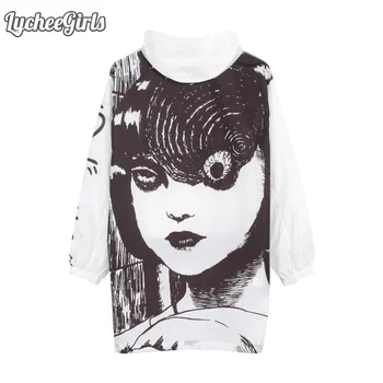

Lychee Girls Spring Autumn Comics Print Women Trench Anime Cartoon Long Sunscreen Water Proof Windbreaker Coat
