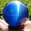 YM  304    Hot Sell ASIAN QUARTZ DEEP BLUE CAT EYE CRYSTAL BALL SPHERE 60MM + STAND 1