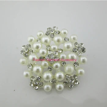 

(BT104 25mm)100pcs Metal Clear Crystal Ivory Pearl Rhinestone Buttons