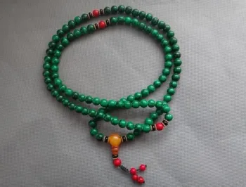 

Exquisite green jade buddhist buddha prayer beads necklace / Long: 36 cm*