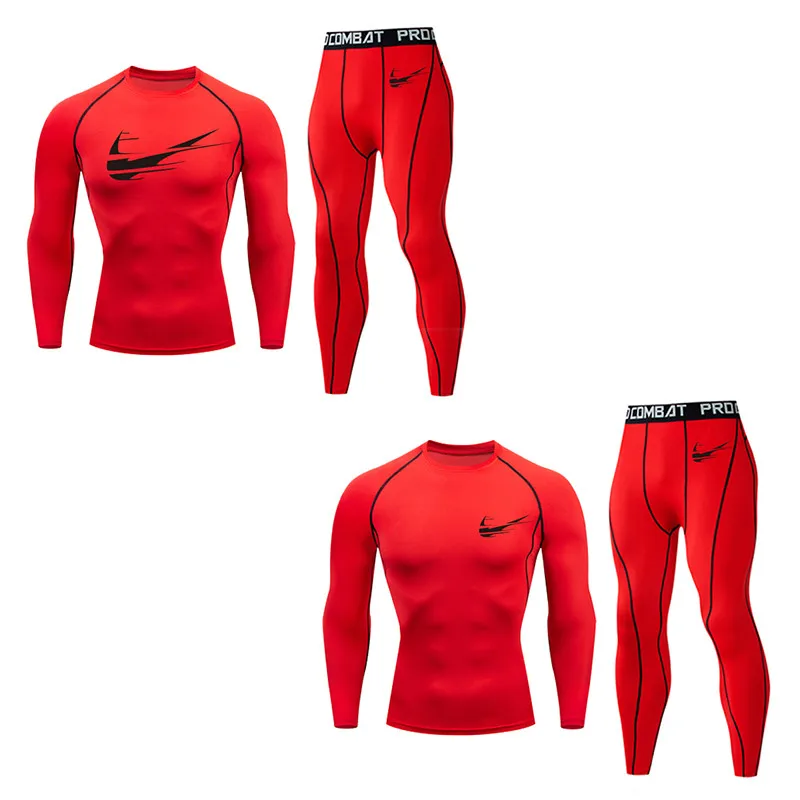 

2019 brand men's T-shirt suit MMA long-sleeved T-shirt men's compression shirt fitness clothing men MMA Rashguard sports suit