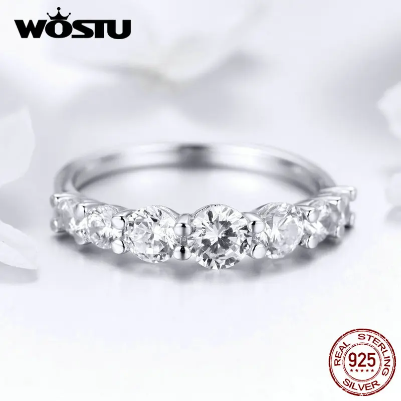 WOSTU, свадебная ледяная красота, кольцо, 925 пробы, серебряное, ослепительно чистое, CZ, кольца для женщин, обручальное, стильное, ювелирное изделие, FIR475