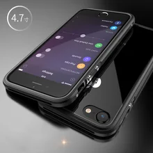For Apple iphone 7 Case Metal Bumper Protection with Transparent PC Back Cover Shockproof Case for iphone 7plus Shell