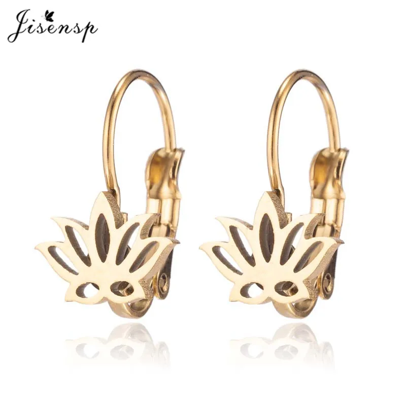 Jisensp Vintage Life Tree Stainless Steel Earrings Ethic Big Hoop Stud Earrings Fashion Jewelry for Women Girls Best Gift bijoux - Metal Color: GED214