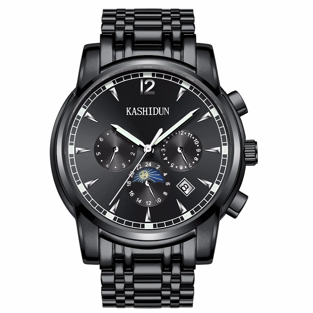 KASHIDUN. Men's Casual Wrist Mechanical Watches Luminous Chronograph