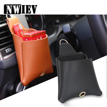 

NWIEV 1X Car Air outlet mobile phone pocket For VW Polo Golf 4 5 7 6 Passat B6 Hyundai Tucson Solaris Ix35 Leather storage bags