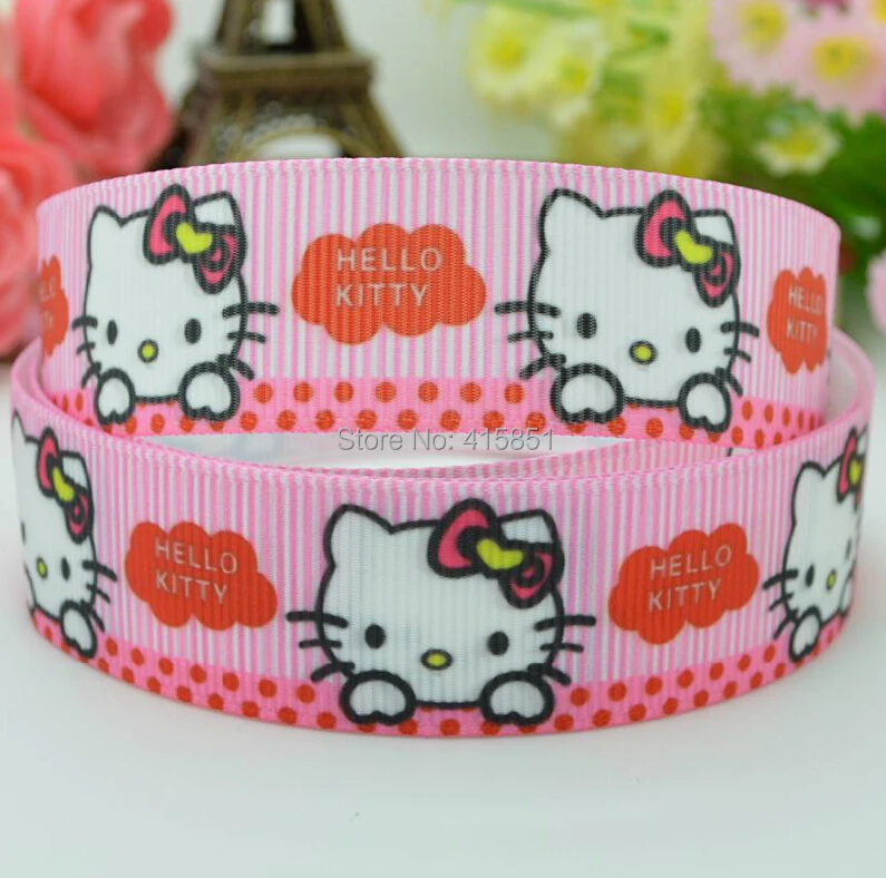 7/8'' (22mm) Ribbon Lovely Hello Kitty ribbon printed grosgrain ribbon