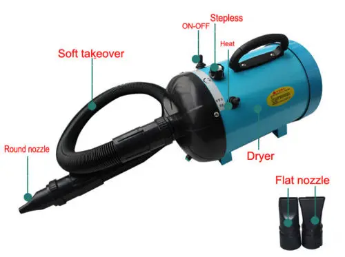 

Dog Pet Grooming Dryer Hair Dryer Removable Pet Hairdryer 2800W 220V with 2 nozzles