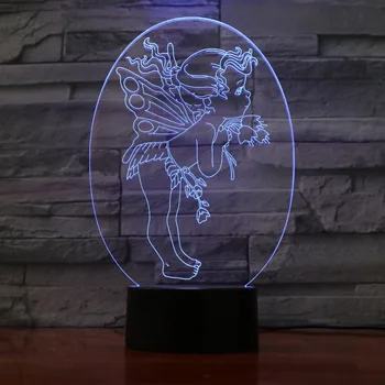 

Angel 3D Night Light Creative Electric Illusion 3d Lamp LED 7 Color changing USB touch Desk Lamp For Kid's Gift