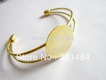 

Wholesale 100piece/lot 25mm Flat Pad Gold plated Bezels Cameo Base Cabochon Setting Brass Cuff Bracelet Blanks