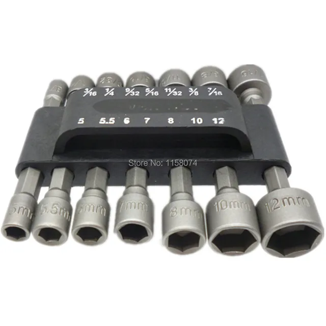Buy 14pc Power Nut Driver Set Black Case Dual Metric & Standard Sae 1/4" Shank