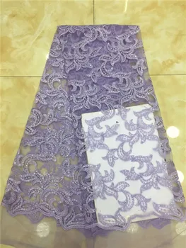 

Newest Arrival African Guipure Tulle Lace Fabric 2019 velvet French Sequins Lace Fabric For Wedding Dress purple Wine
